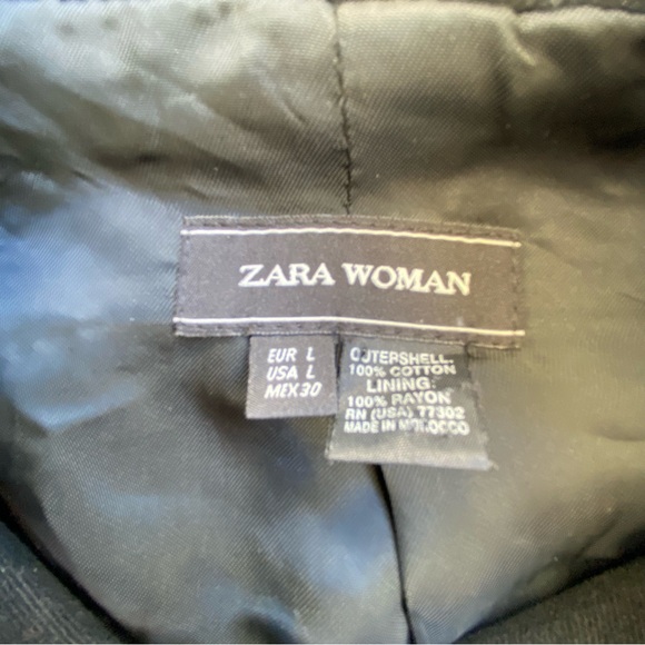 Zara Woman Military Band Jacket Black Velvet Structured Ribbed Cuffs Size Large - Picture 6 of 13